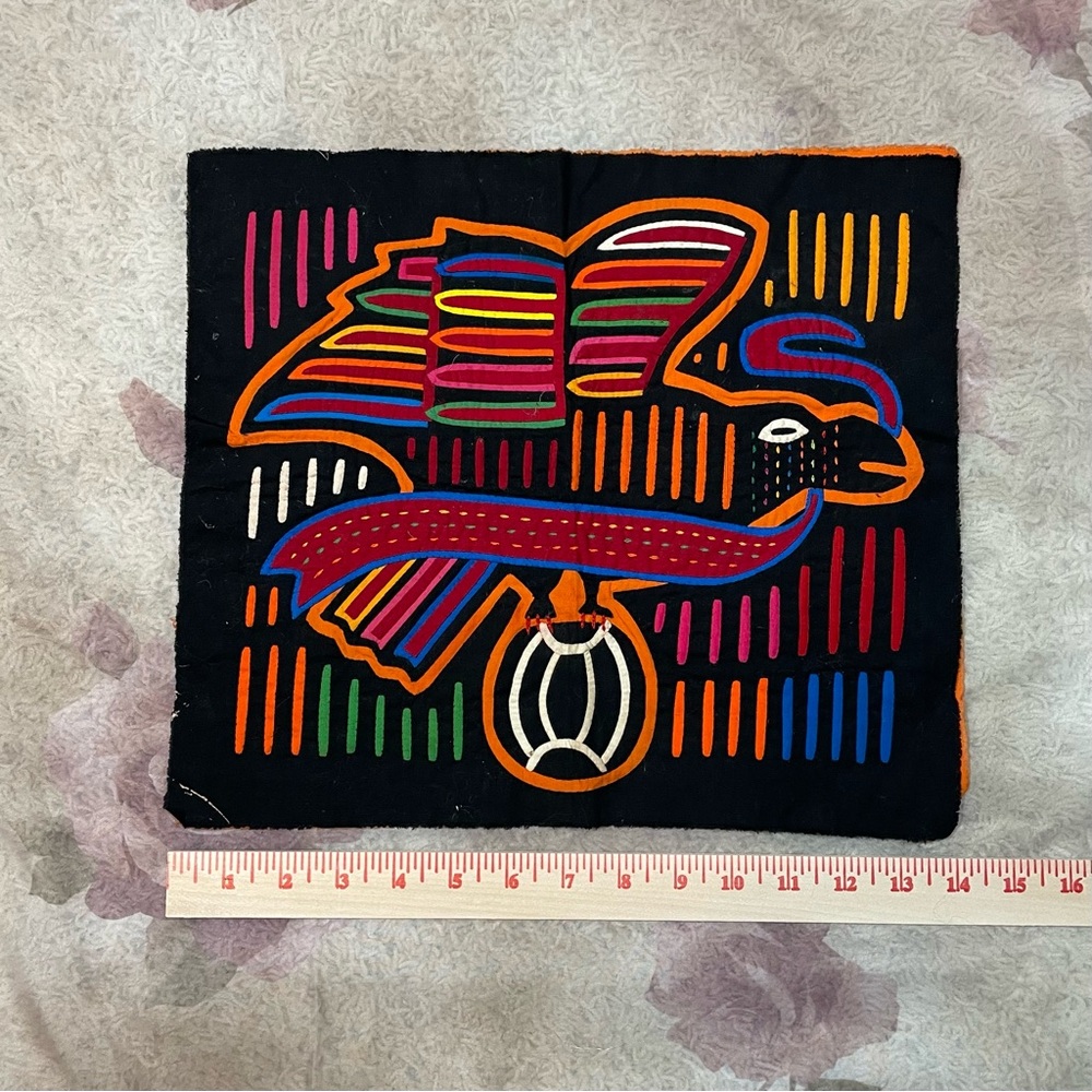 Vintage Kuna Mola Panama Columbia Unframed Traditional Textile Art BIRD - Picture 4 of 10